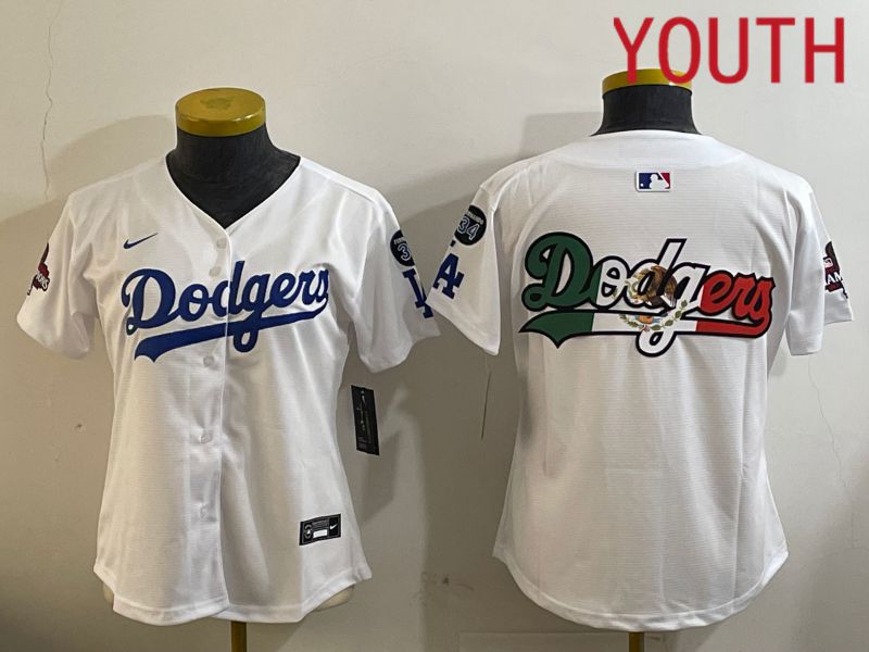 Youth Los Angeles Dodgers Blank White Game 2024 Nike MLB Jersey style 12092